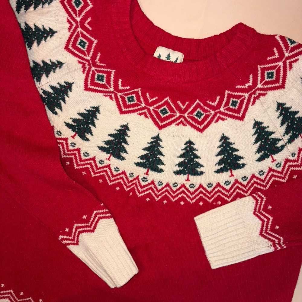 Kiel James Patrick Cozy Cabin Sweater Fair Isle Tree Winter Christmas Unisex Med